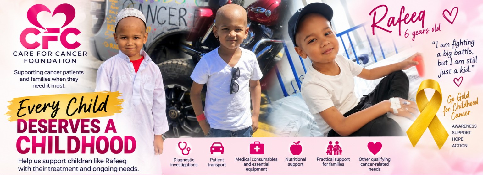 Rafeeq, a six-year-old supported by Care for Cancer Foundation